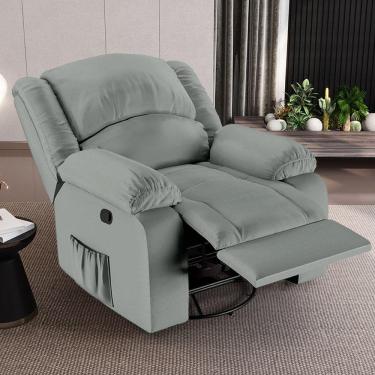 Imagem de Poltrona Do Papai Reclinável Sala De Cinema Madrid Glider Manual Giratória Usb Pu Cinza G23