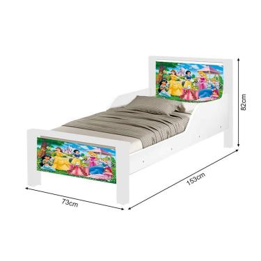 Imagem de Mini Cama Infantil Adesivada As Princesas Branco