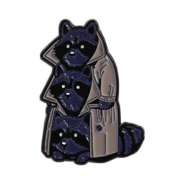 Imagem de Pins De Esmalte De Guaxinim Preto Estilo Punk E Bruxaria, Broches De D