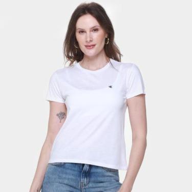 Imagem de Camiseta Calvin Klein Logo Bordado Feminina, Branco, M