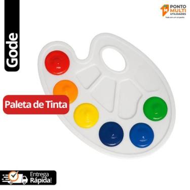 Imagem de Paleta de Pintura Godê 10 Cavidades Branca Tinta Aquarela Plástico Par