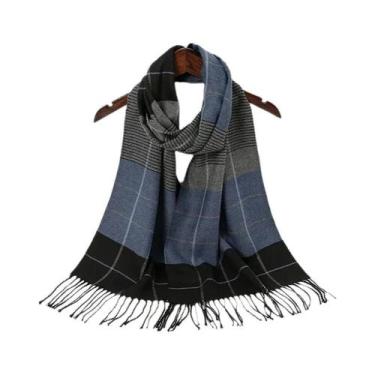 Imagem de Cachecol Xadrez Feminino E Masculino Com Borlas, Tipo Pashmina, Quente