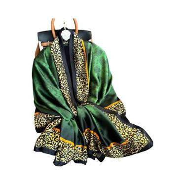 Imagem de Lenço De Seda Luxuoso Feminino 180x90CM Estampa Fashion Xale Longo Pro