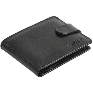 Imagem de Carteira masculina ferracini cf396 couro com fecho central, Preto