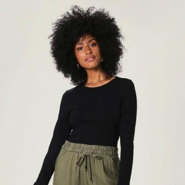 Imagem de Camiseta Algodão Malwee 1000026304 Preta - Manga Longa, Preto, G