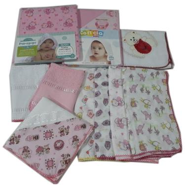 Imagem de Kit 4 Fralda Grande 2 Toalha Banho 2 Cueiro Menina