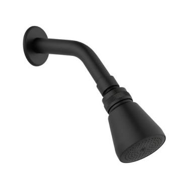 Imagem de Ducha Chuveiro Água Fria Alta Vazão Preto Fosco Inox Redondo Articuláv