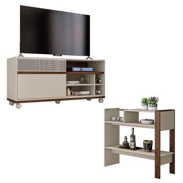 Imagem de Conjunto Sala De Estar Kit Rack Slide Com Aparador Caemmun