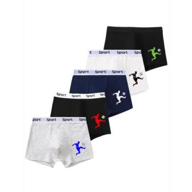 Imagem de Cuecas Boxer Para Meninos De 8 a 14 Anos, Pacote Com 5, 95% Algodão, C