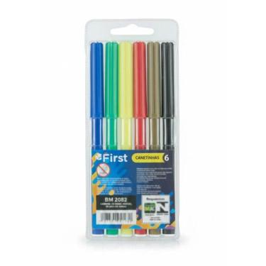 Imagem de Kit Canetinha Hidrocor Jumbo Big 6 Cores Lavável - First Brasil