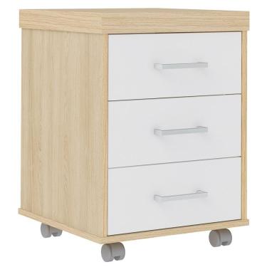 Imagem de Gaveteiro Para Escritório Com Rodízios 3 Gavetas Corp A06 Carvalho/branco - Mpozenato