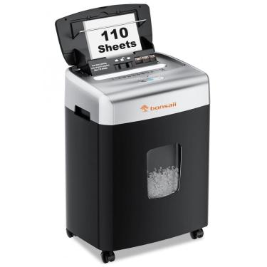 Imagem de Triturador de Papel Bonsaii para Escritório, 110 Folhas Autofeed para Uso Residencial, Triturador de Alta Capacidade por 30 Minutos