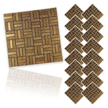 Imagem de Pastilha De Vidro Autocolante Kit 16 Uni Parede Sala Cozinha Box Banheiro Decorativa Facil Aplicacao Requintado Moderna