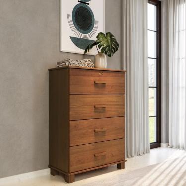 Imagem de Cômoda 1138C Bronze Madeira Maciça 4 Gavetas Castanho Finestra