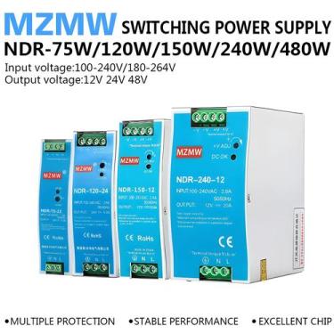 Imagem de Fonte De Alimentação Chaveada De Alta Potência Para Trilho DIN 12V 24V