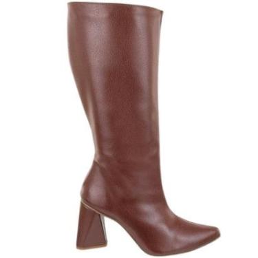 Imagem de Bota Leruchel Cano Alto Salto Geometrico Floater Cacau-Feminino