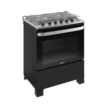 Imagem de Fogão 5 Bocas a Gás Itatiaia Itachef com Tripla Chama Acendimento Automático e Forno 101L Cor Preto Bivolt