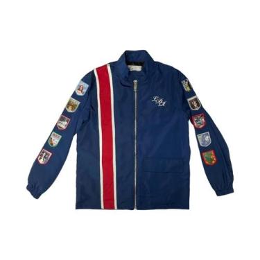 Imagem de Jaqueta Racer Navy Para Mulheres E Homens Com Patches Comemorativos La
