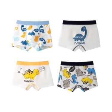 Imagem de Cuecas Boxer De Algodão Para Crianças 4PCS Com Estampa De Veículos E D