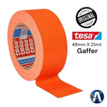 Imagem de Fita Tecido Gaffer Tape Tesa 48mm x 25m Laranja Fluorescente - Ideal p