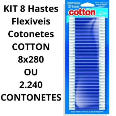 Imagem de KIT 8 Hastes Flexiveis Cotonetes COTTON 8x280 OU 2.240 CONTONETES