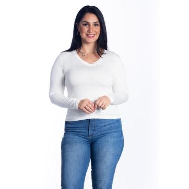 Imagem de Blusa Feminina Manga Comprida Segunda Pele De Frio Gola V - Maranne, O