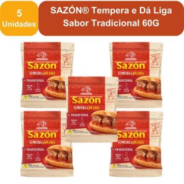 Imagem de Kit 5 Unidades SAZÓN Tempera e Dá Liga Sabor Tradicional 60g - AJINOMO