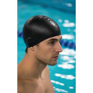 Imagem de 2x Touca Natação Silicone Massageadora - Preta Universal - Congratulat