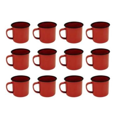 Imagem de Caneca Esmaltada Retro 350ml Vintage Jogo 100 Pcs - - Kadê, Vermelho