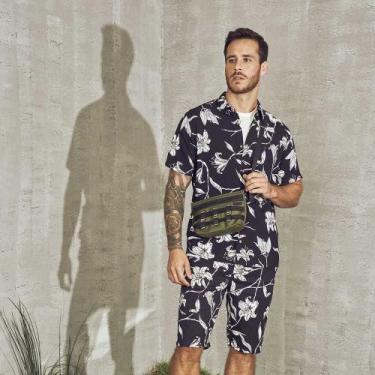 Imagem de Camisa Colcci Estampada Relax Lilium Masculina, Azul, G