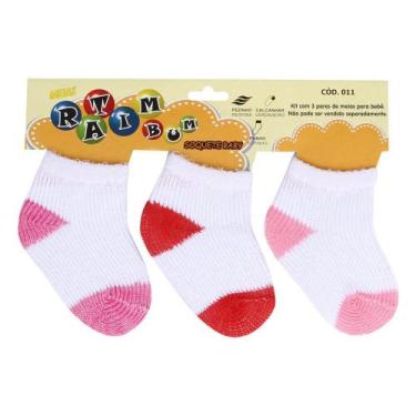 Imagem de Meia Bebê kit c/3 pares 0 a 6 meses Sapatilha - Ratimbum, Menina, RN