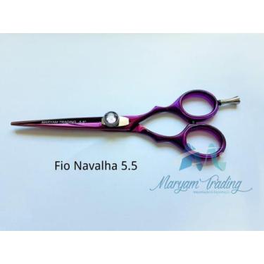 Imagem de Tesoura reta 5.5 polegadas roxa acabamento fio navalha - MARYAM TRADIN
