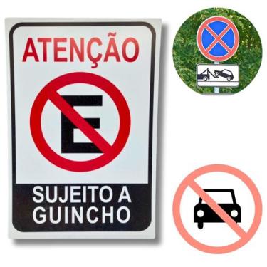 Imagem de Placa Atenção Sujeito a Guincho 30x20cm PVC Resistente - PacificFlower