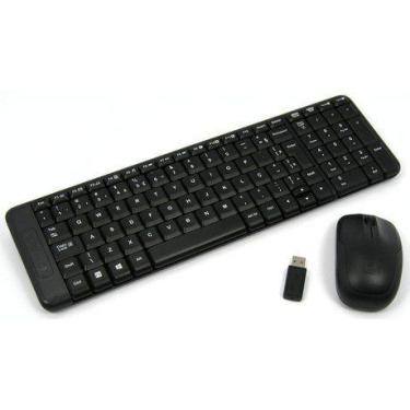 Imagem de Kit Teclado e Mouse Sem Fio Logitech MK220 Compacto USB Preto