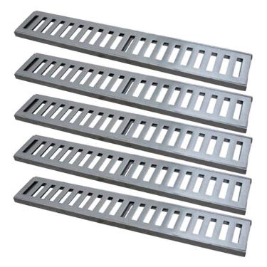 Imagem de Kit 5 Ralo Grelha Linear 7007X5GDA Captação de Águas Pluviais Alumínio Polido Prata GDA Industria e Distribuidora