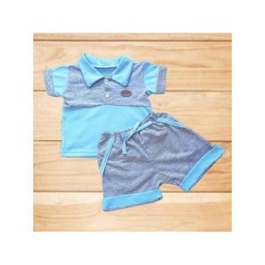 Imagem de Conjunto Camisa Polo + Bermuda Bebe Menino Recém Nascido Ou Bebe Rebor