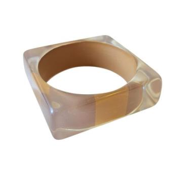 Imagem de Bracelete Acrílico Transparente Colorido Quadrado - - Pistache Acessór