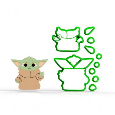 Imagem de Cortador Yoda Baby Modular Star Wars 8CM Plástico PLA para Pasta Americana HB Formas e Cortadores