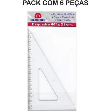 Imagem de Esquadro Acrimet Poliestireno 60 Graus 21cm com Escala Gravada e Certificado Pelo INMETRO
