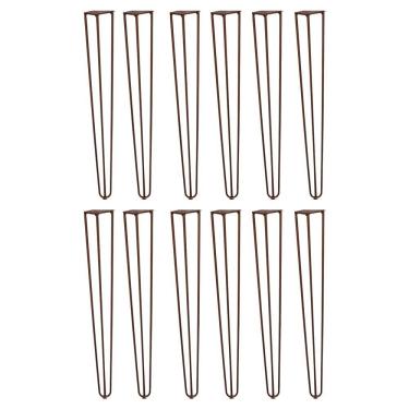 Imagem de Kit 12 Pés de Mesa Hairpin Legs G41 Moderno Ferro Maciço 60CM Bronze Gran Belo