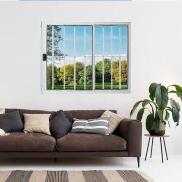 Imagem de Janela Vitrô de Alumínio 2 Folhas 100 x 80cm Modular com Grade Esquadr