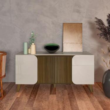 Imagem de Buffet Elegance 1,60 Metros com 4 Portas Bege/Off White/Pinho Ripado -