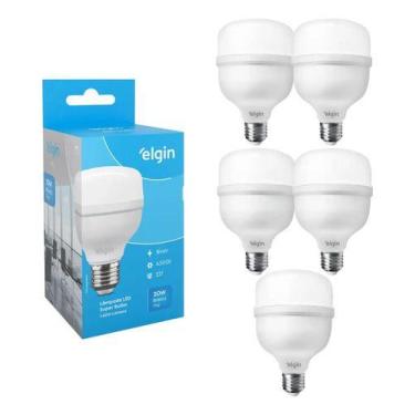 Imagem de Kit 5 Lâmpadas Super Bulbo Alta Potência Led 20w 6500k Elgin, Bivolt