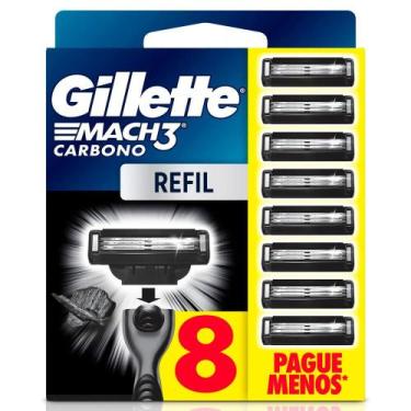 Imagem de Carga para Aparelho de Barbear Gillette Mach3 Carbono 8 Unidades