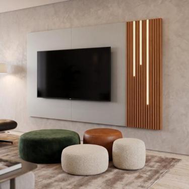 Imagem de Painel para TV Ripado com LED 220cm MDF Valencia Bege - Mavaular