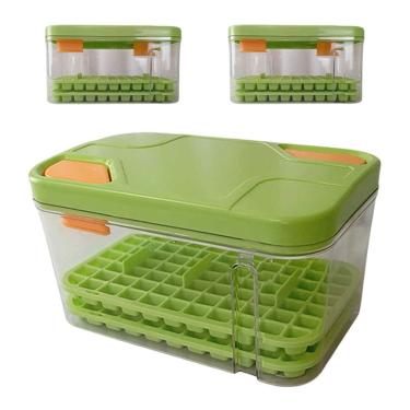 Imagem de Forma de Gelo Dispenser Kit 2 Recipiente Tampa Pegador Destacador Festa Casa Evento Reuniao Bebida Gelada Freezer