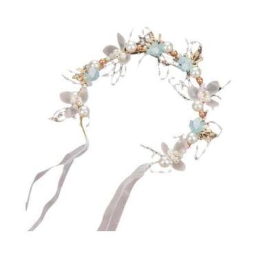 Imagem de Tiara De Pérolas Com Flores Para Meninas, Acessório De Cabelo Romântic