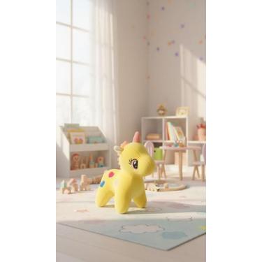 Imagem de Pelúcia Unicórnio Mágico com Corações Cor Verde - Sun Toys, Amarelo