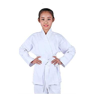 Imagem de NAMAZU uniforme de karate para crianças e adultos, uniforme de estudante leve Karate Gi com cinto para treinamento de artes marciais – branco, For Kids, size2-(5'-5'3"/90-110lbs)