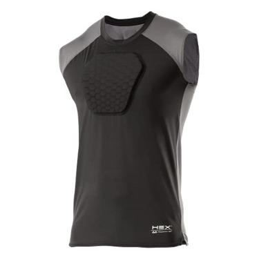 Imagem de McDavid Protetor de tórax, protetor de peito de beisebol hexagonal, tamanhos adultos. Camisas de compressão de proteção de esterno Heart Guard, Camisa de futebol acolchoada para lacrosse, softbol,